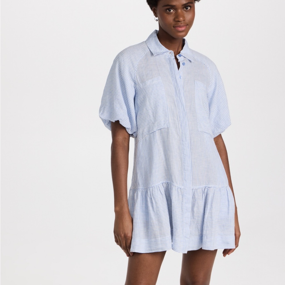 Jonathan Simkhai STANDARD Crissy Striped Linen Shirting Dress